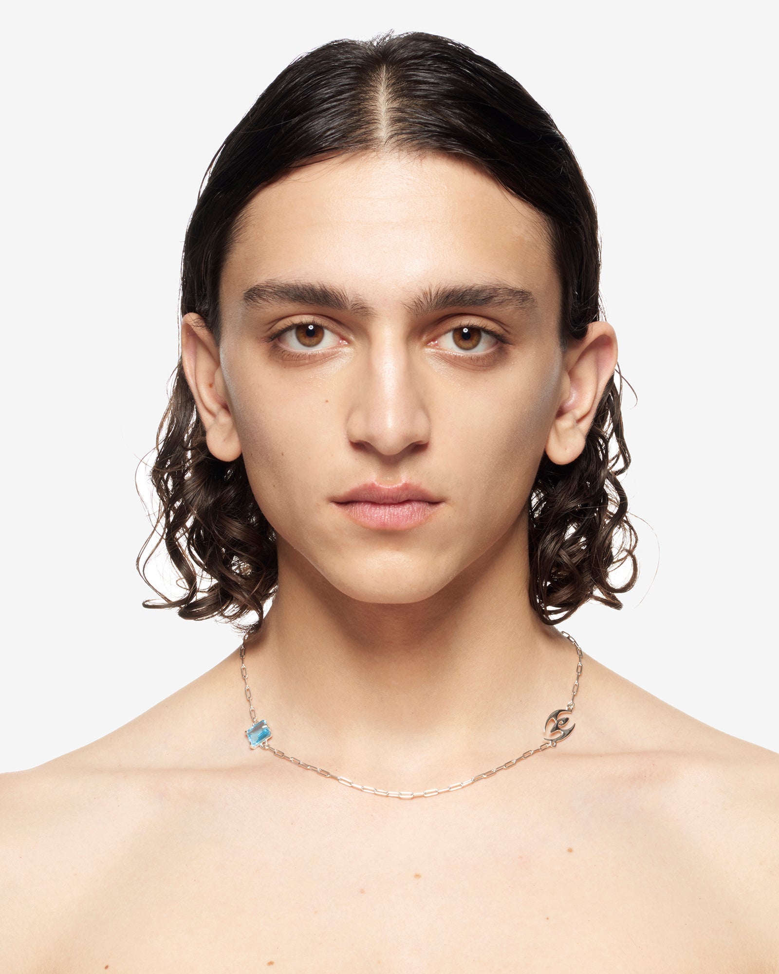 DUO GEMSTONE NECKLACE SILVER.