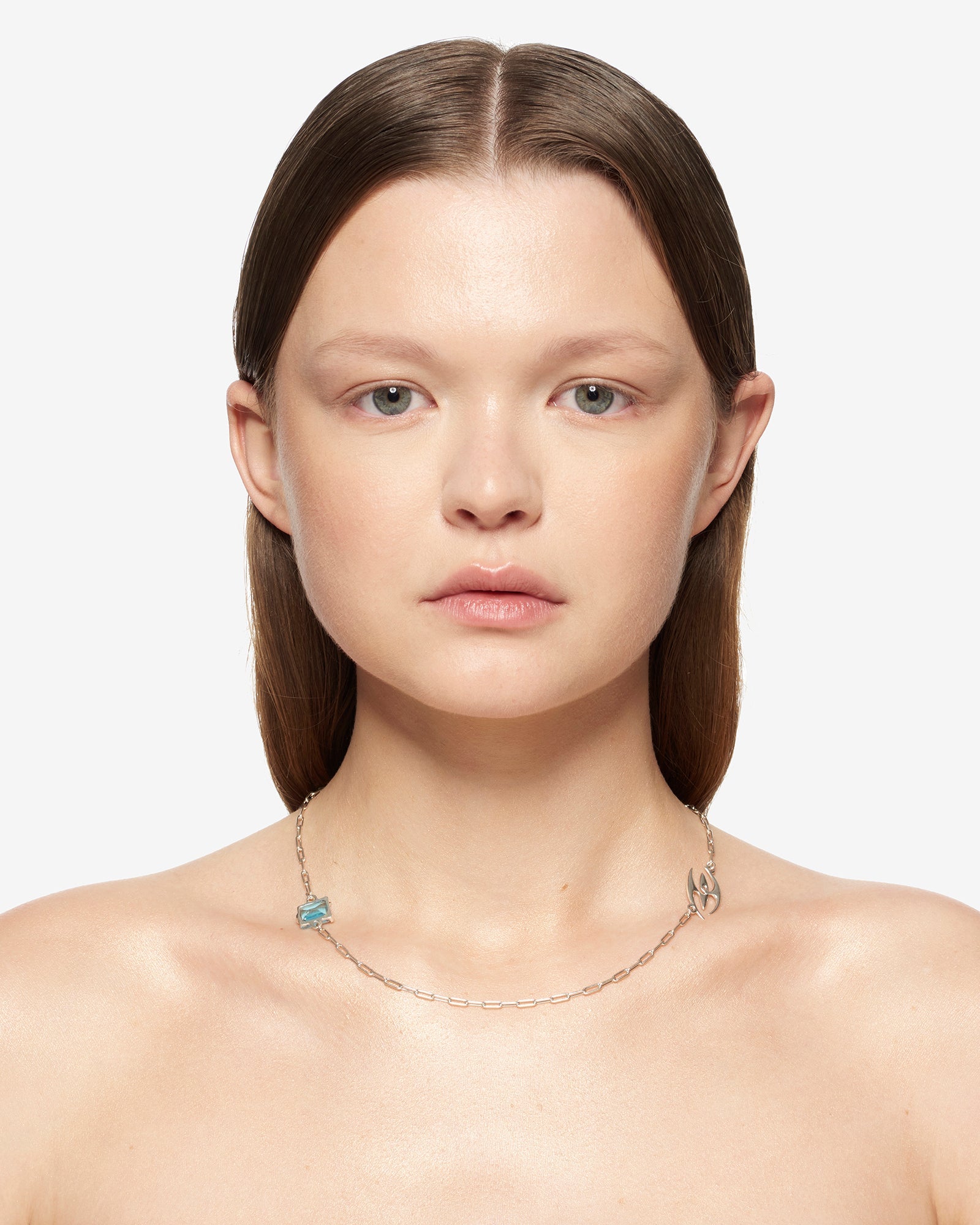 DUO GEMSTONE NECKLACE SILVER.