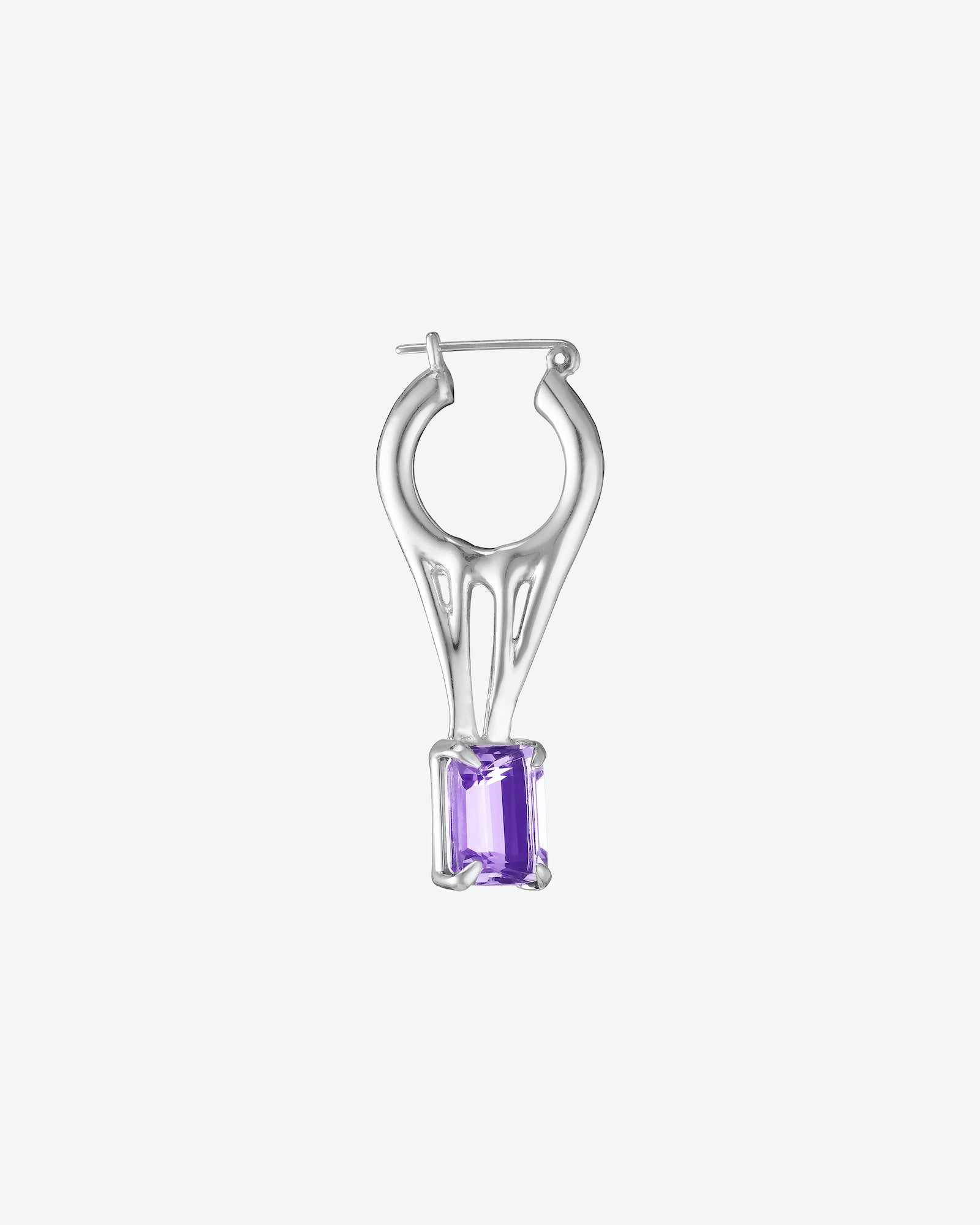 DRIPPING AMETHYST HOOP EARRING.