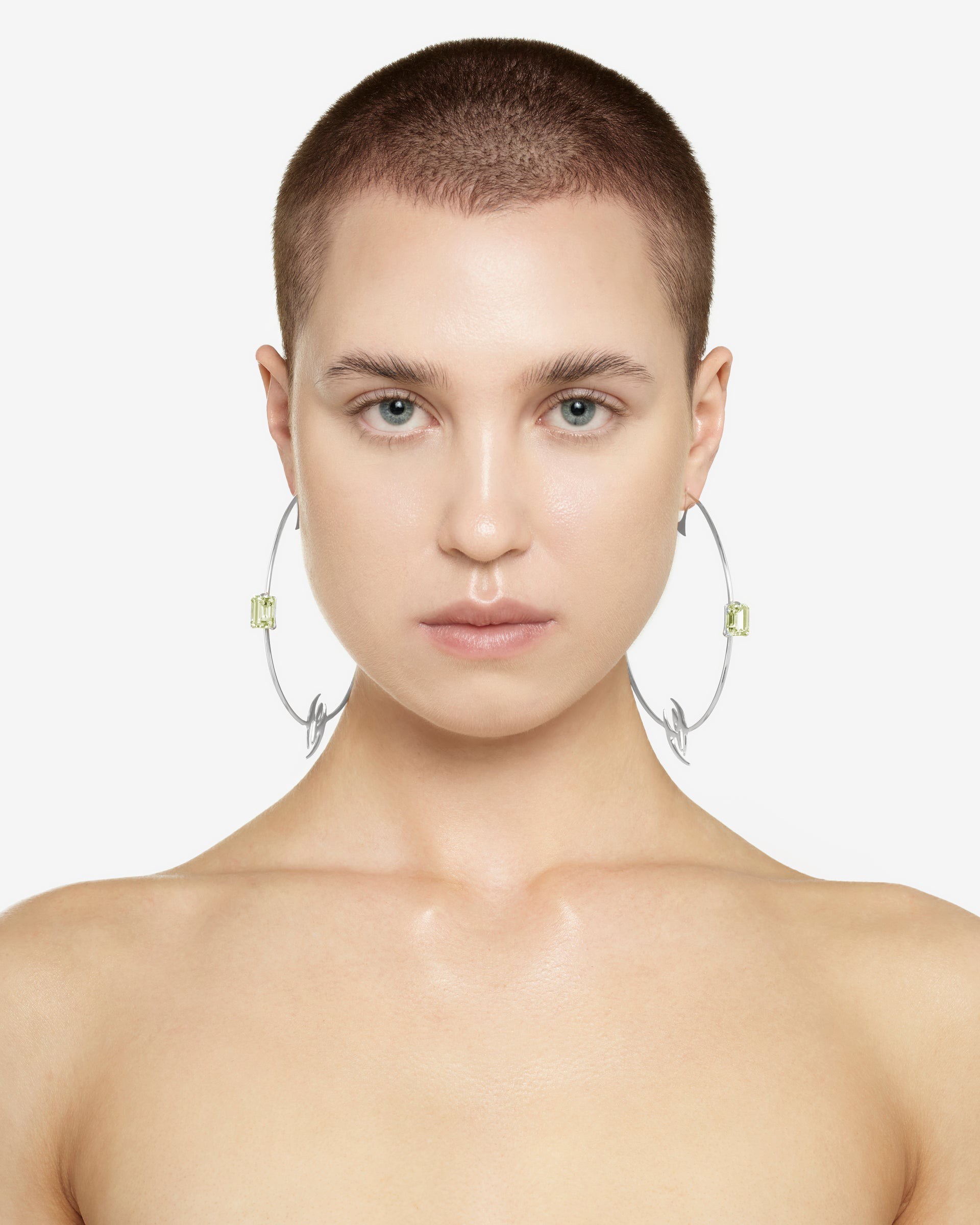 XXL HOOP LIME QUARTZ EARRINGS (PARA)