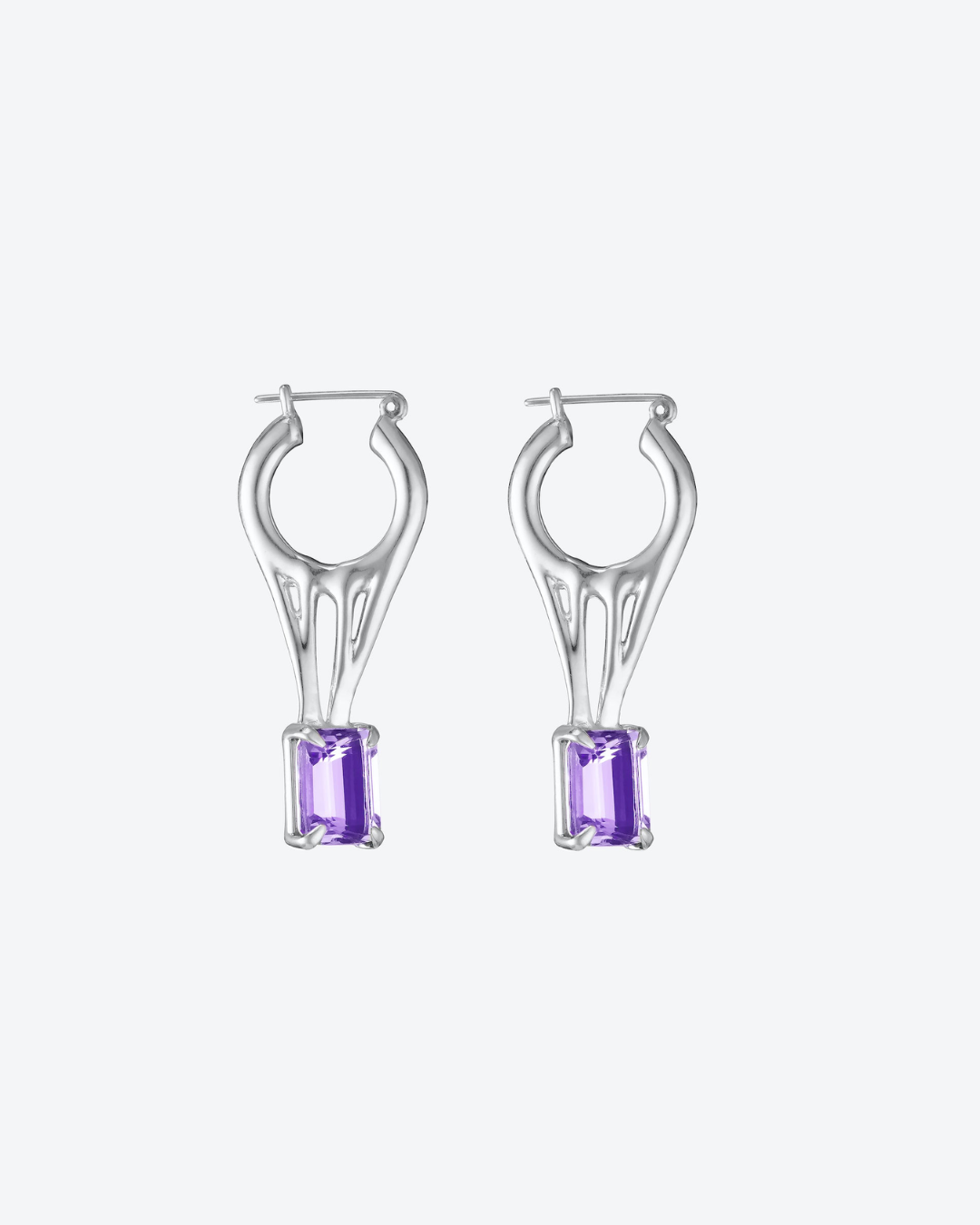 DRIPPING AMETHYST HOOP EARRING.