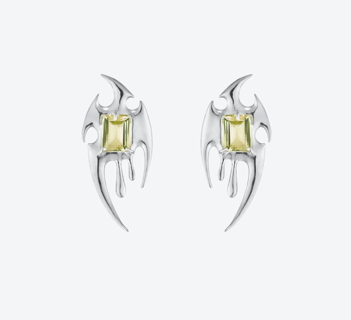 LIQUID BLADE LIME QUARTZ EARRING